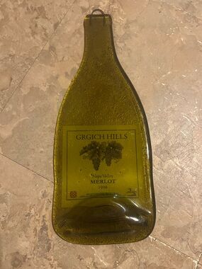 Grgich Hills Napa Valley Merlot Bottle Serving Platter - Olive Green